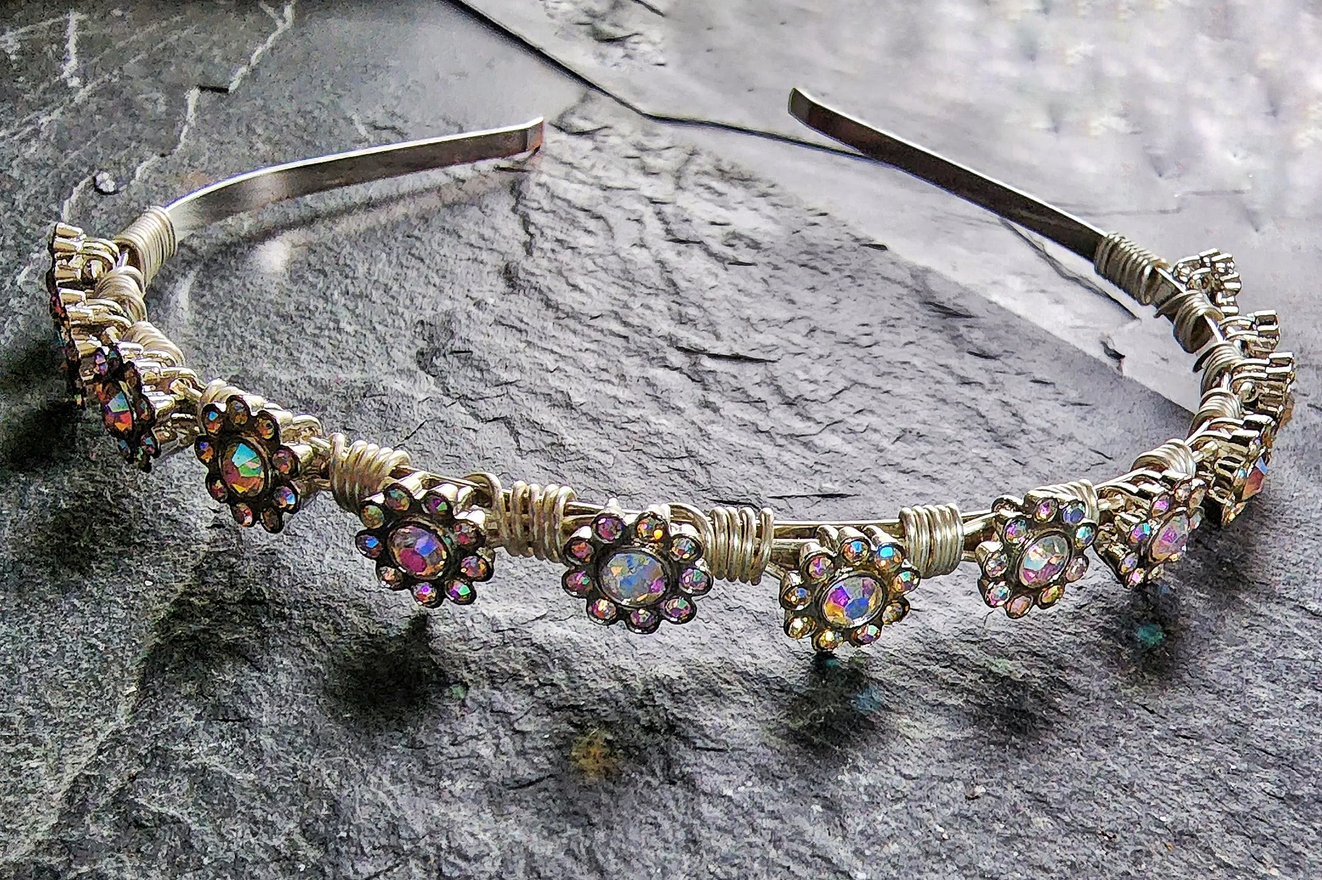 Tiny Rhinestone flower Tiara Headband Crown