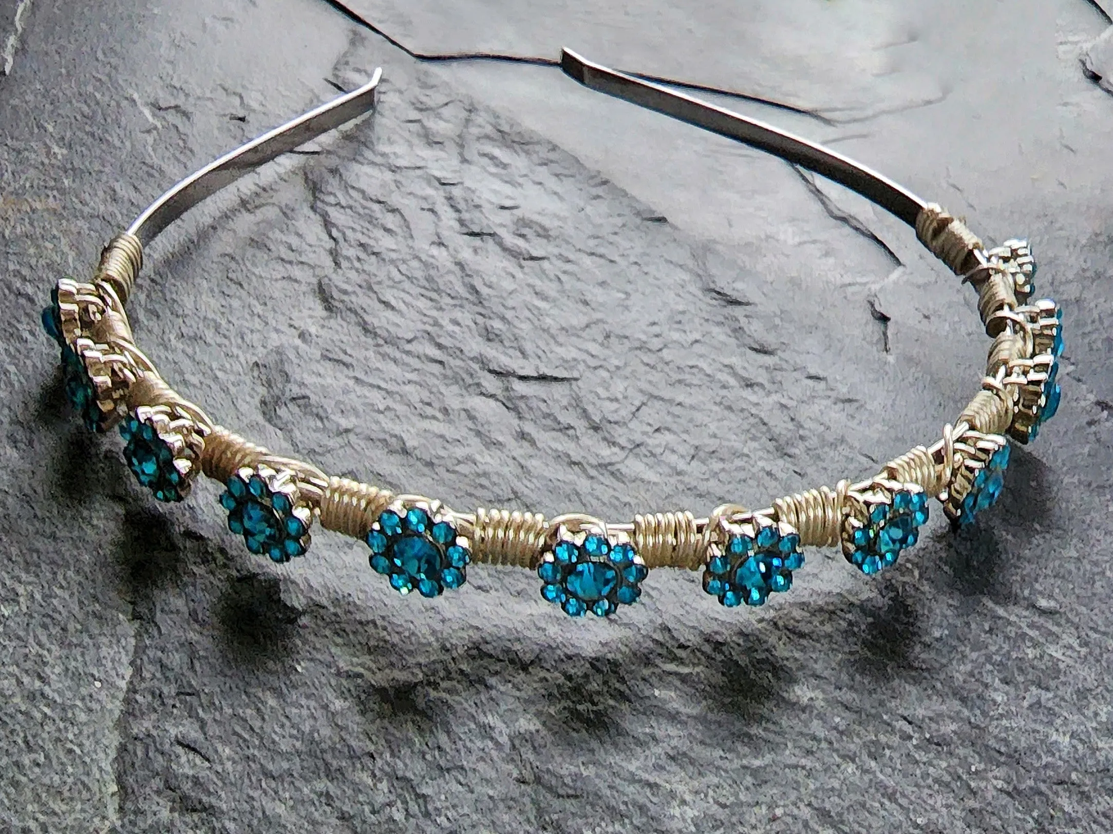 Tiny Rhinestone flower Tiara Headband Crown