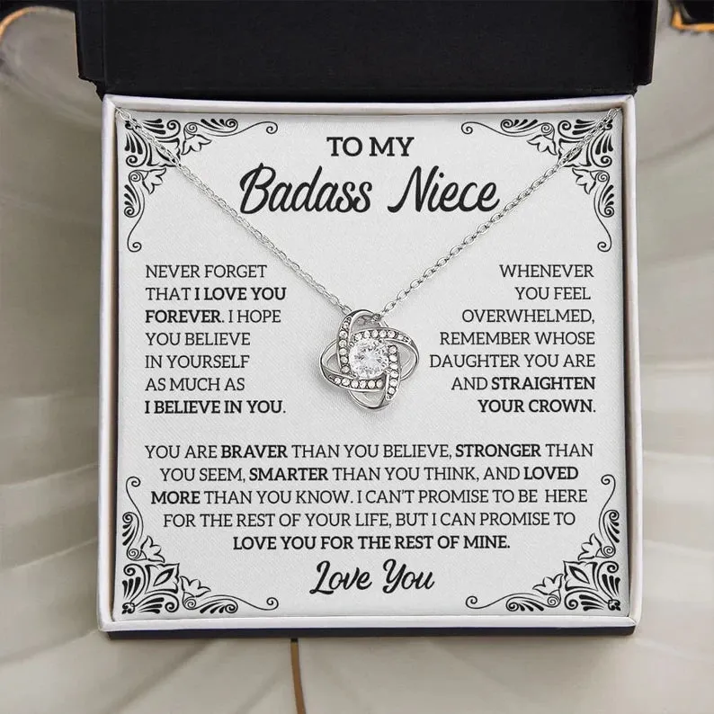 To My Badass Niece Necklace, Love Knot Necklace, Badass Niece Gift