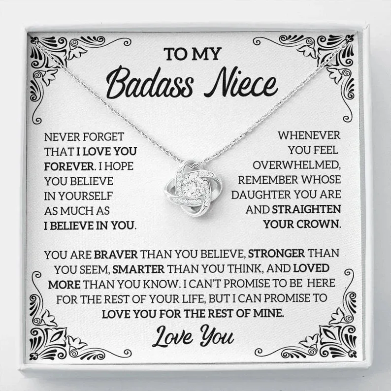 To My Badass Niece Necklace, Love Knot Necklace, Badass Niece Gift