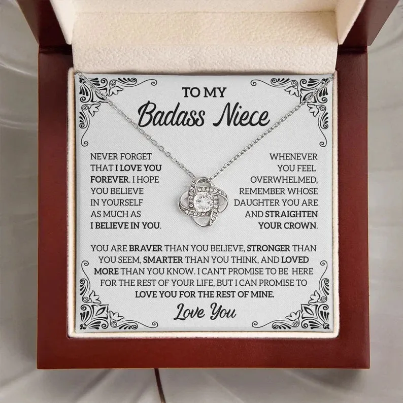 To My Badass Niece Necklace, Love Knot Necklace, Badass Niece Gift