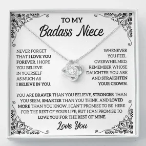To My Badass Niece Necklace, Love Knot Necklace, Badass Niece Gift