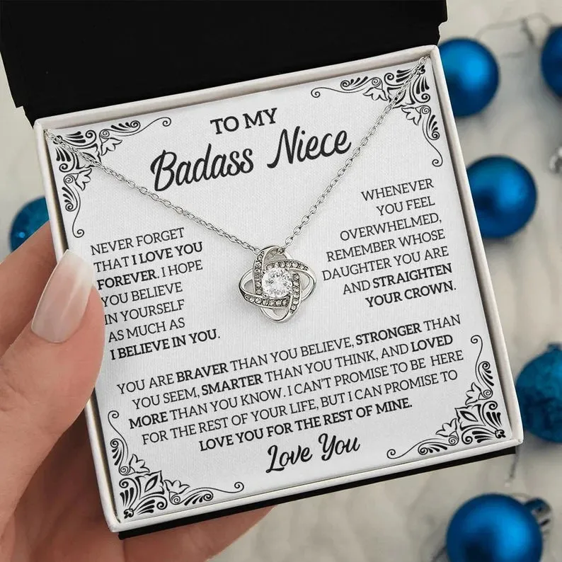 To My Badass Niece Necklace, Love Knot Necklace, Badass Niece Gift