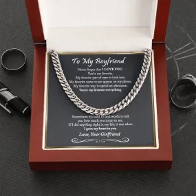 To My Boyfriend Cuban Chain Necklace, Boyfriend Birthday Gift, Romantic Gift for Boyfriend