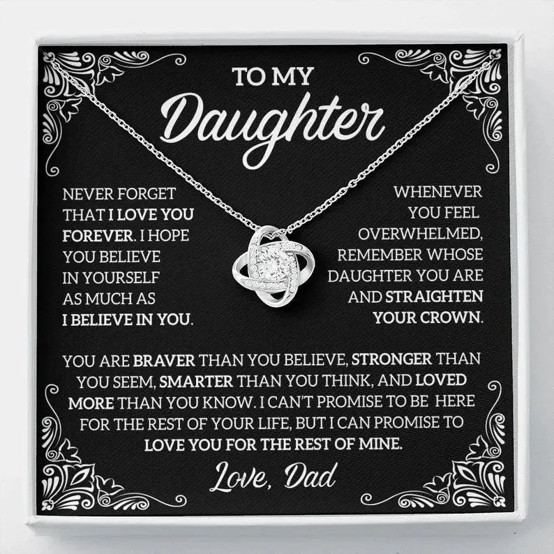 To My Daughter necklace, Love Knot Necklace, Gift for Daughter 14k Sentimental Gift