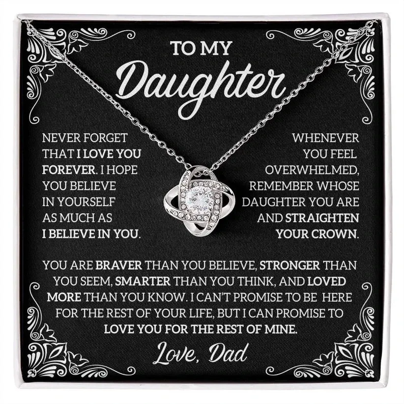 To My Daughter necklace, Love Knot Necklace, Gift for Daughter 14k Sentimental Gift