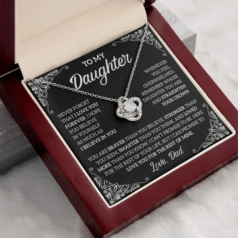 To My Daughter necklace, Love Knot Necklace, Gift for Daughter 14k Sentimental Gift