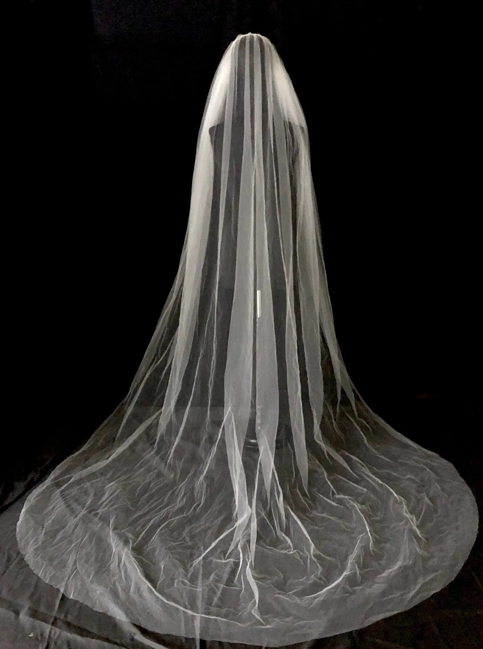 Veil 500a: Vera Wang chapel cut edge veil on headband in Ivory