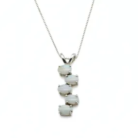 Vertical Opal Pendant - Natural Fire Opal Necklace - Long Opal Necklace