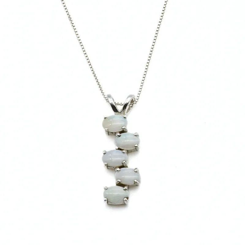 Vertical Opal Pendant - Natural Fire Opal Necklace - Long Opal Necklace