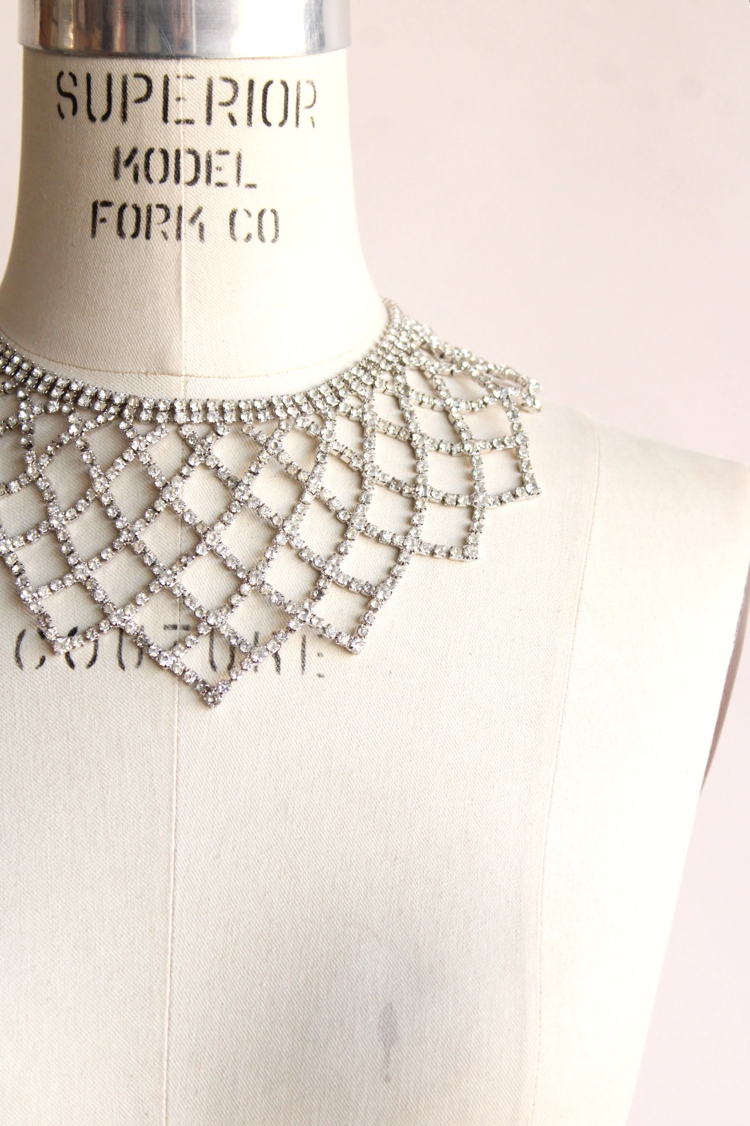 Vintage 1950s 1960s Rhinestone Statement Necklace