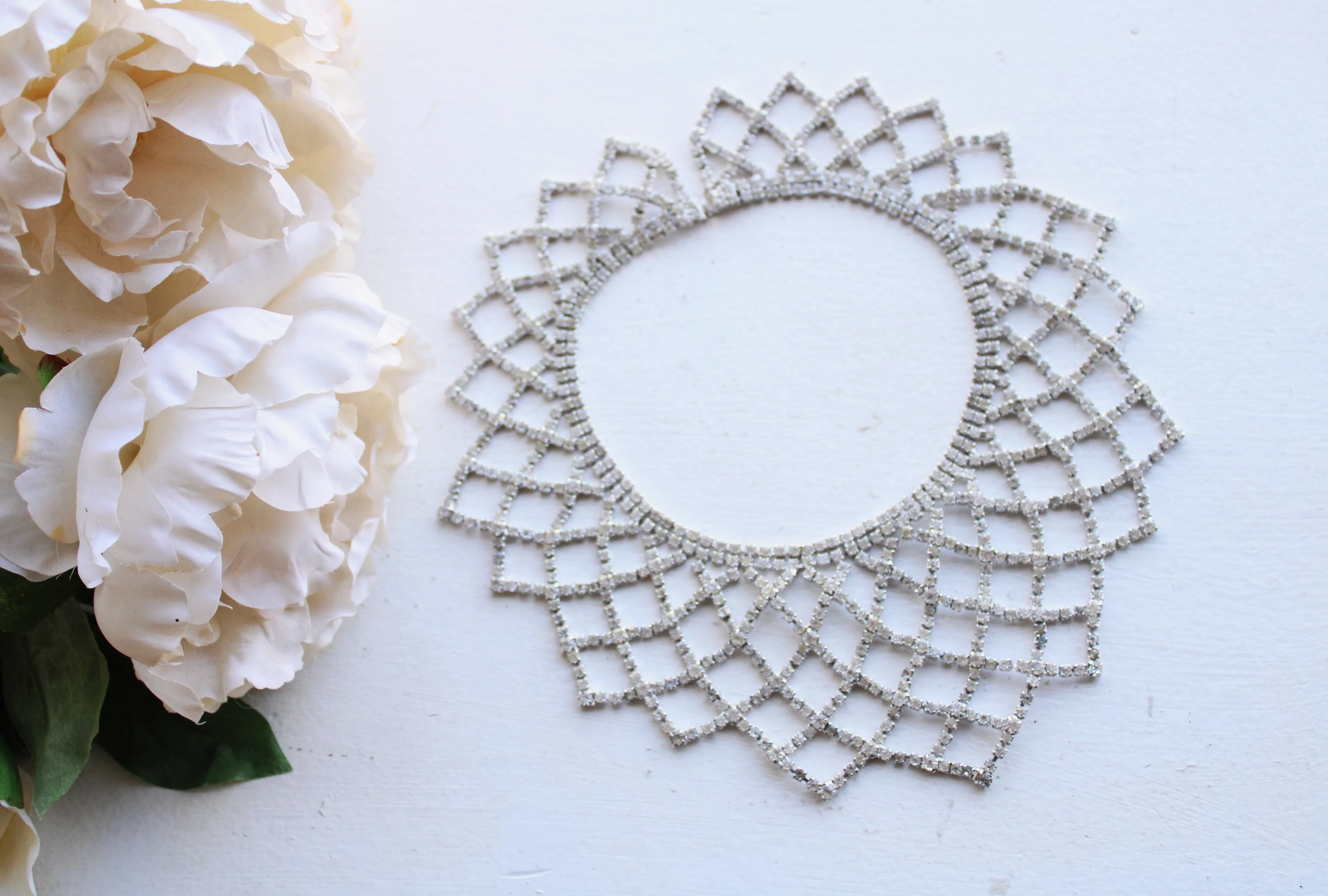Vintage 1950s 1960s Rhinestone Statement Necklace