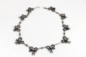 Vintage Italian Silver Filigree Bow Necklace