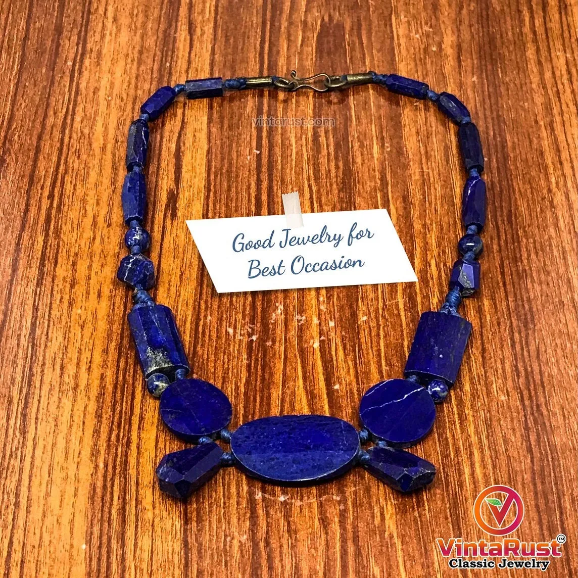 Vintage Lapis Lazuli Stone Beaded Tribal Necklace