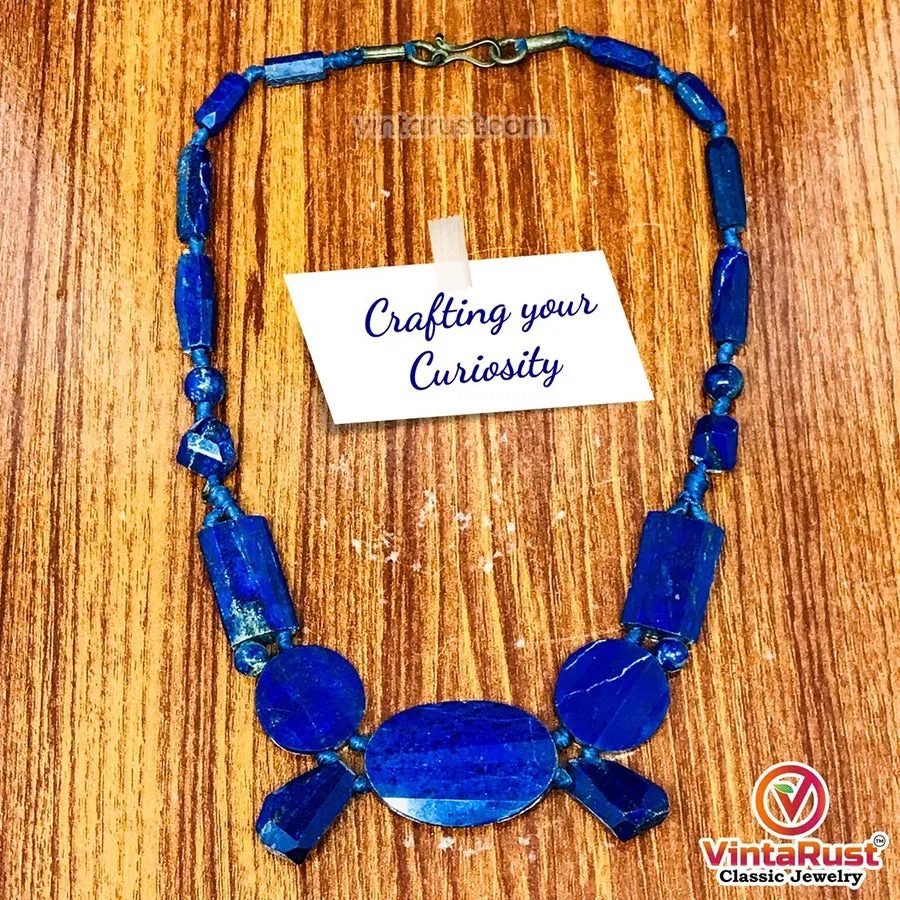 Vintage Lapis Lazuli Stone Beaded Tribal Necklace