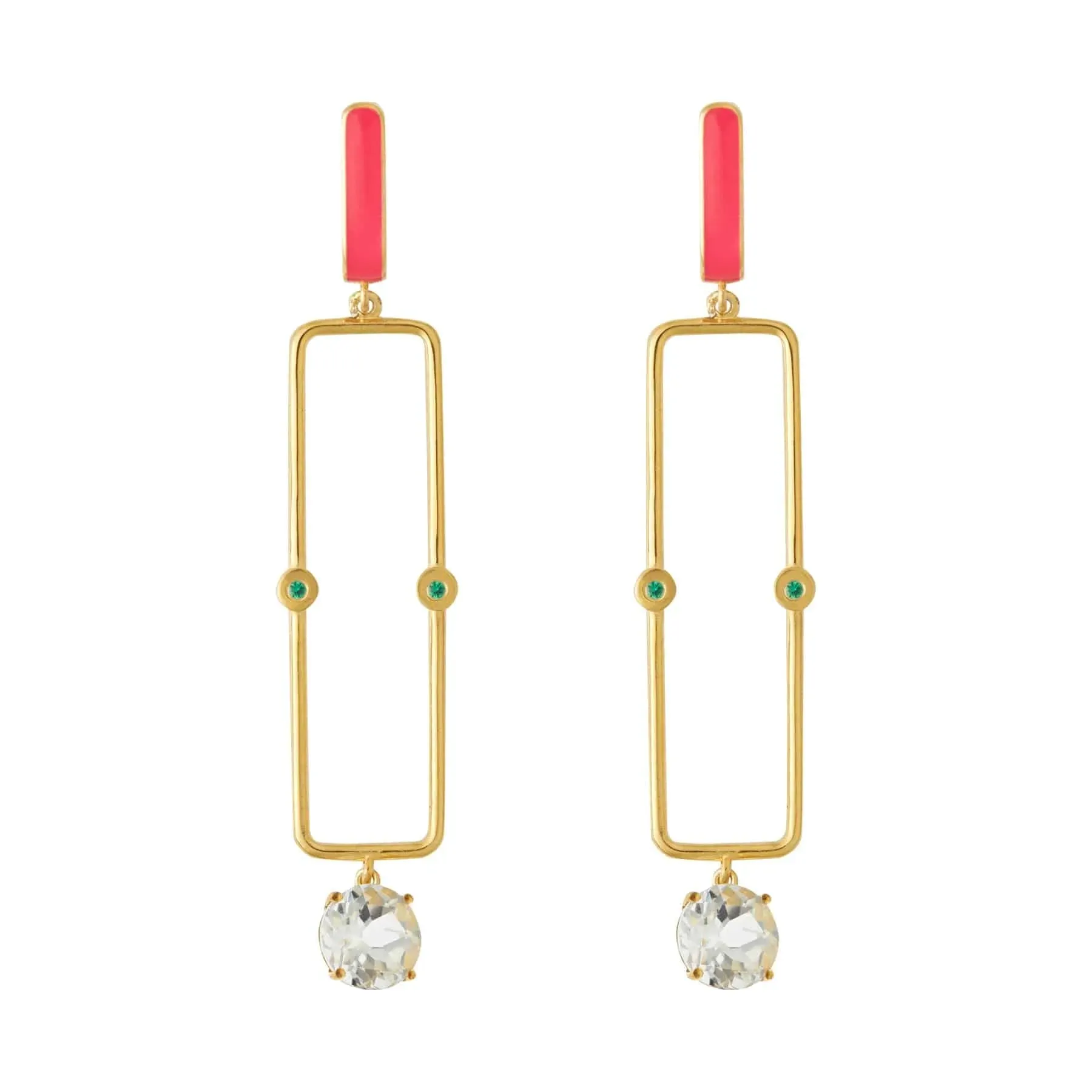 White Topaz Long Bar Earrings