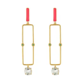 White Topaz Long Bar Earrings
