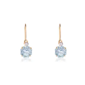 Zoya Concacave Cut Blue Topaz Drop with Diamond, 14K Gold